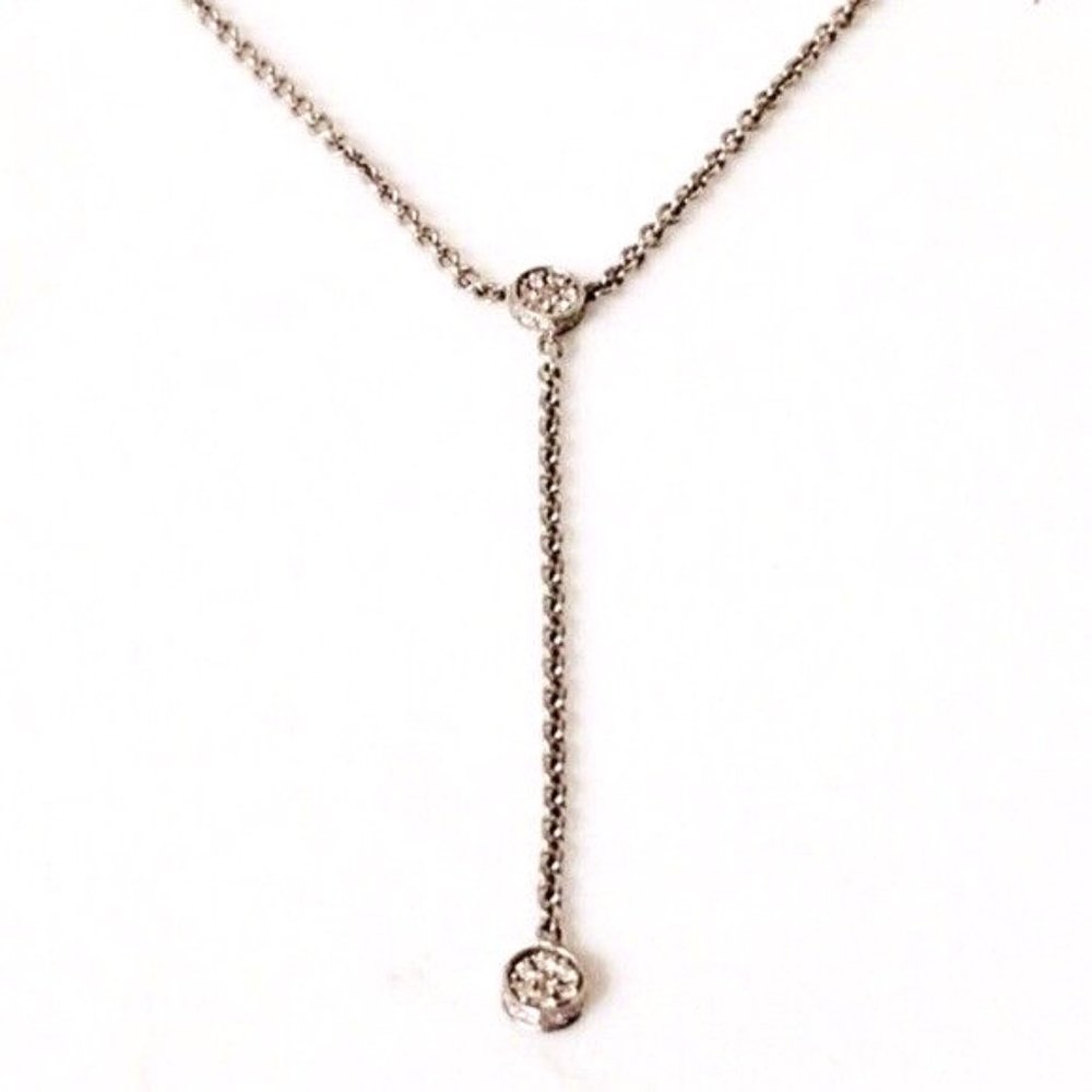 Movado Sterling & 18k Diamond Lariat Drop Necklace